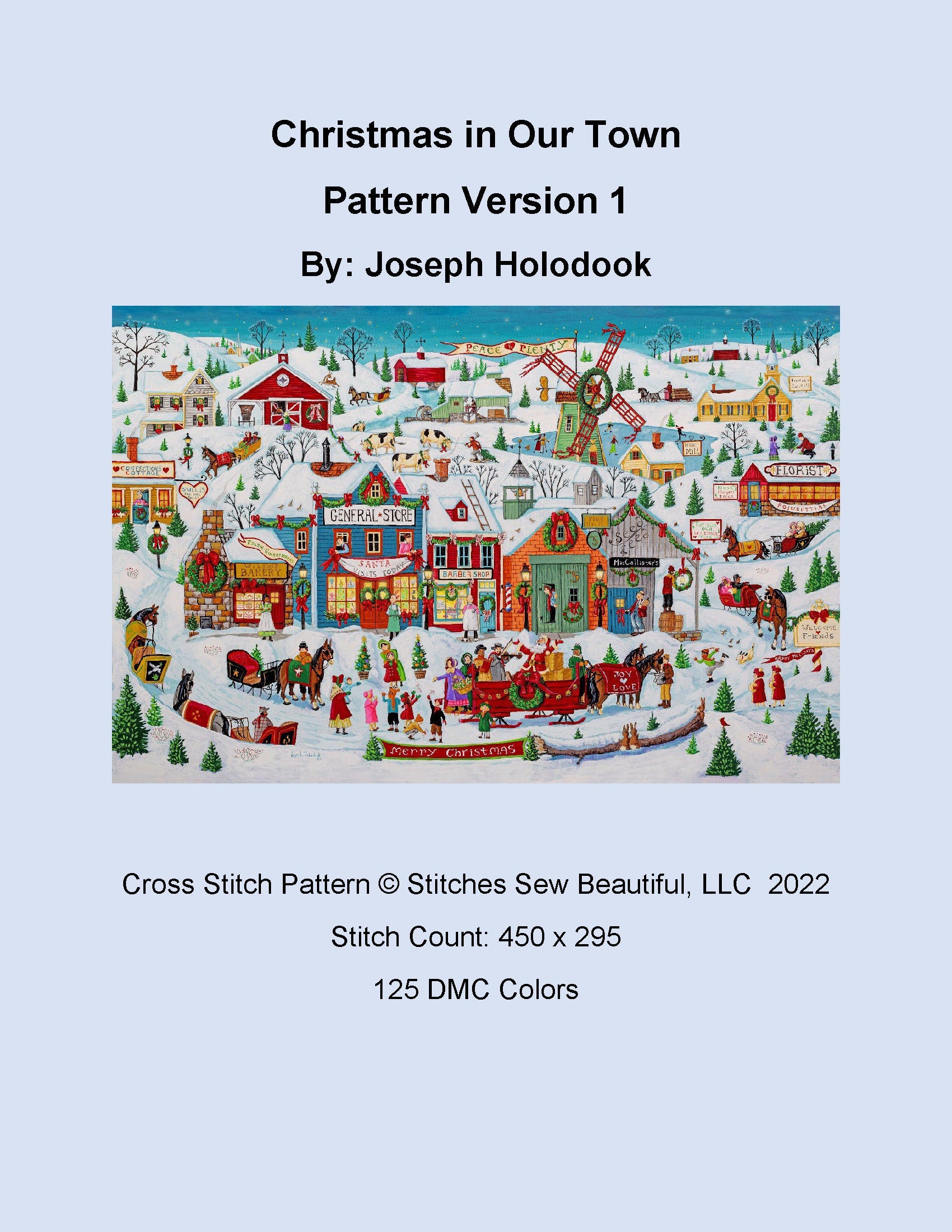 Christmas in Our Town Version 1 cross stitch pattern by Joseph Holodook/Porterfields Fine Art Licensing