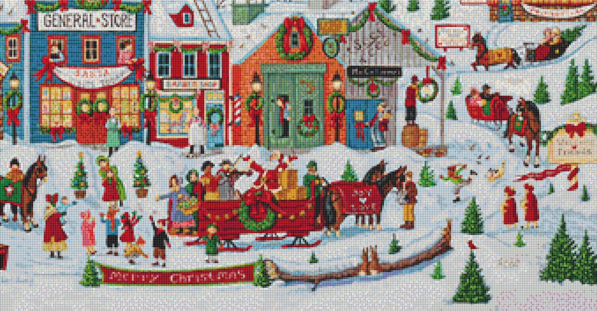 Christmas in Our Town Version 1 cross stitch pattern by Joseph Holodook/Porterfields Fine Art Licensing