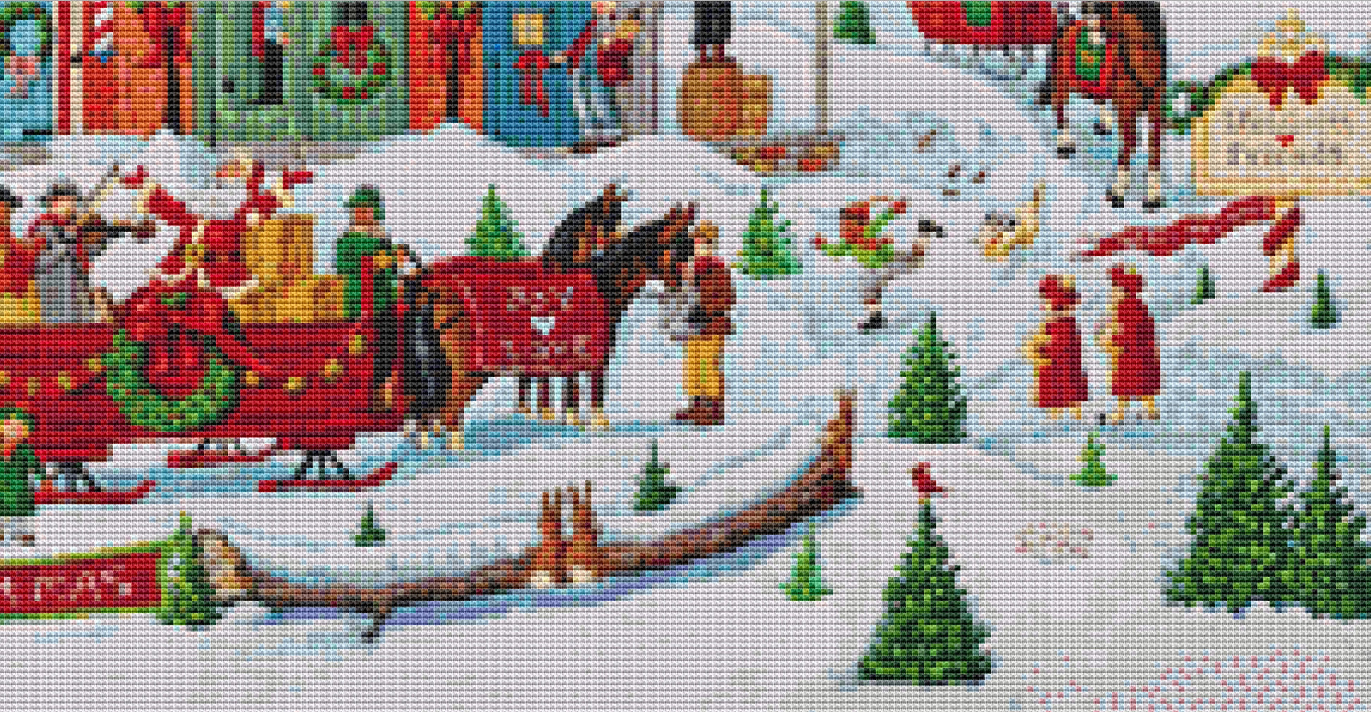 Christmas in Our Town Version 2 cross stitch pattern by Joseph Holodook/Porterfields Fine Art Licensing