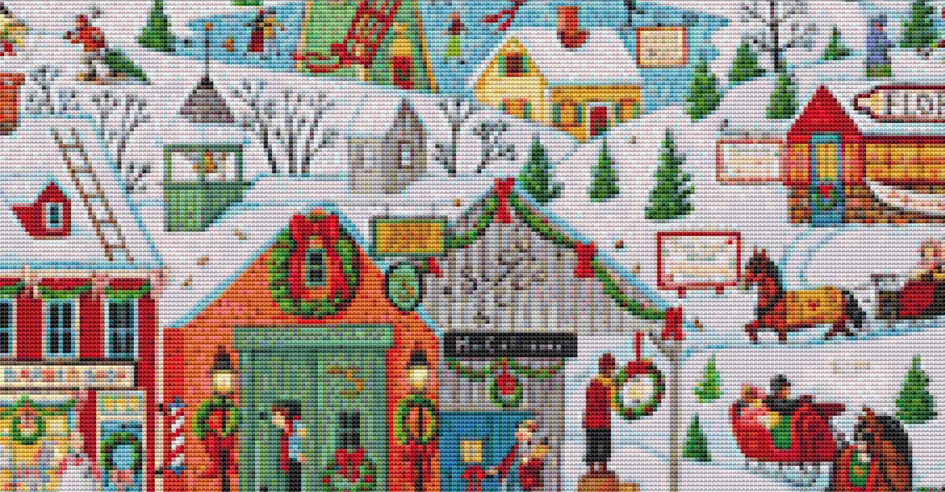 Christmas in Our Town Version 2 cross stitch pattern by Joseph Holodook/Porterfields Fine Art Licensing