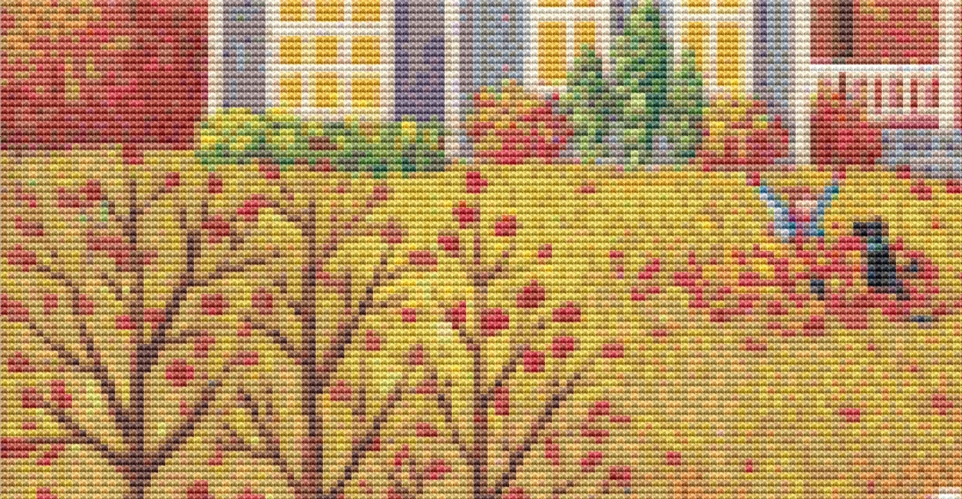 Cozy By The Fire cross stitch pattern by Kim Leo licensed by JMS Art Licensing