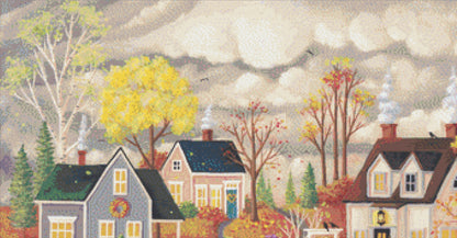 Cozy By The Fire cross stitch pattern by Kim Leo licensed by JMS Art Licensing