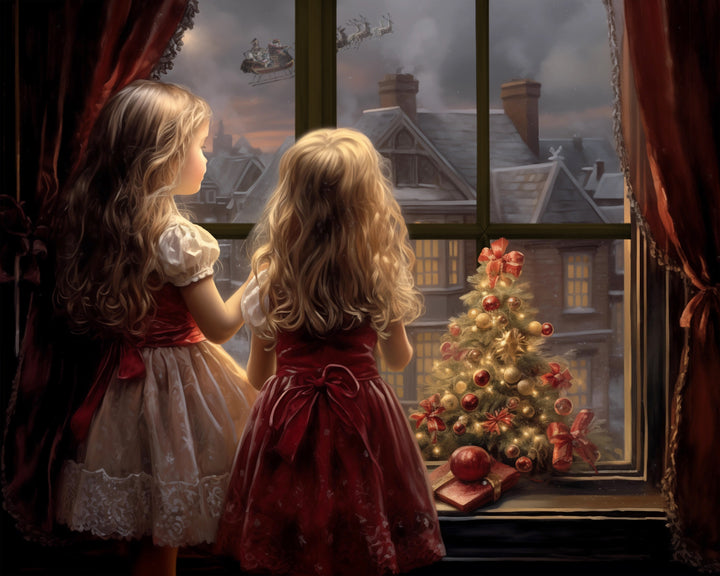 Girls Spying Santa cross stitch pattern by IvyCottageHome