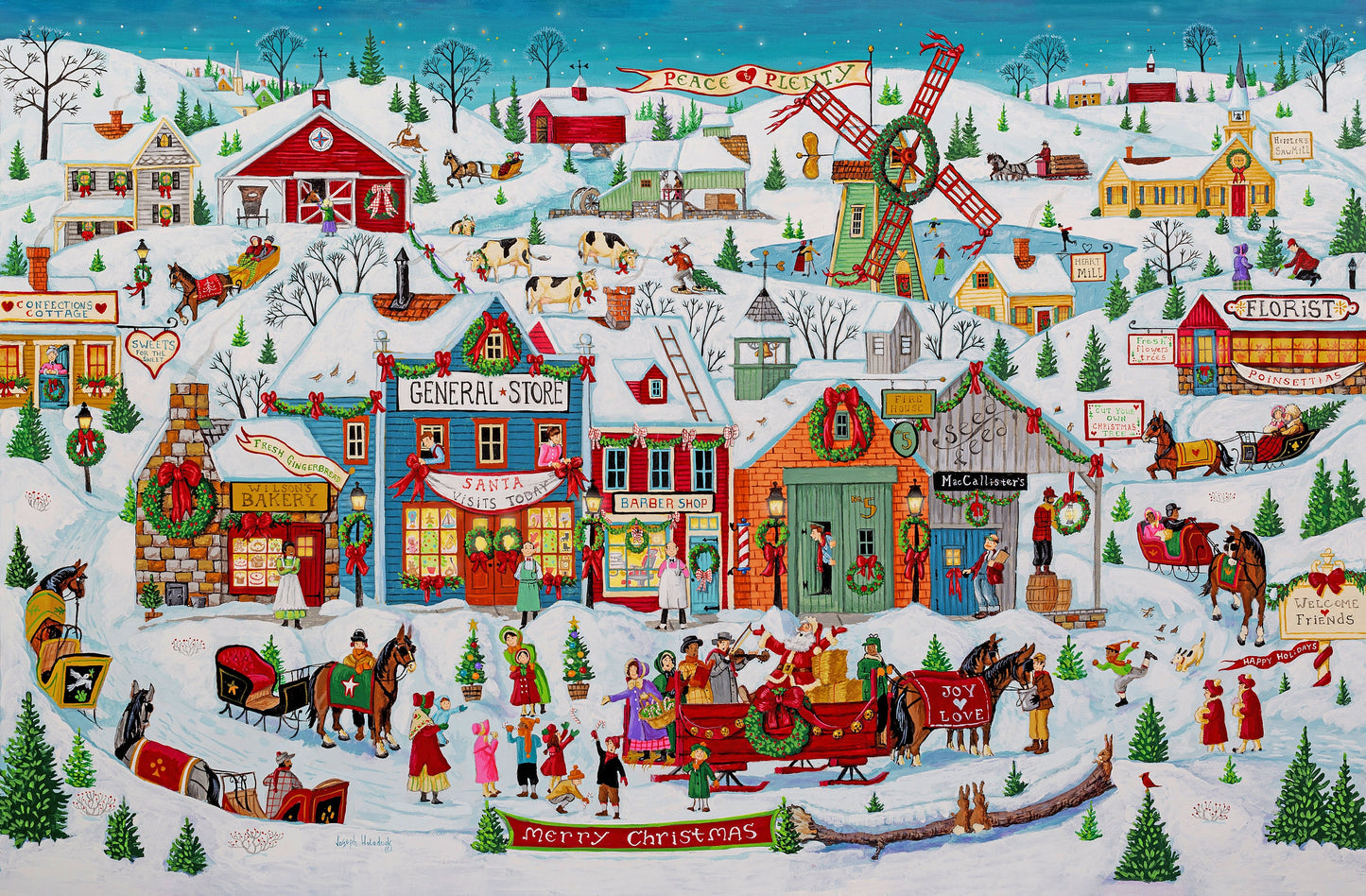 Christmas in Our Town Version 1 cross stitch pattern by Joseph Holodook/Porterfields Fine Art Licensing