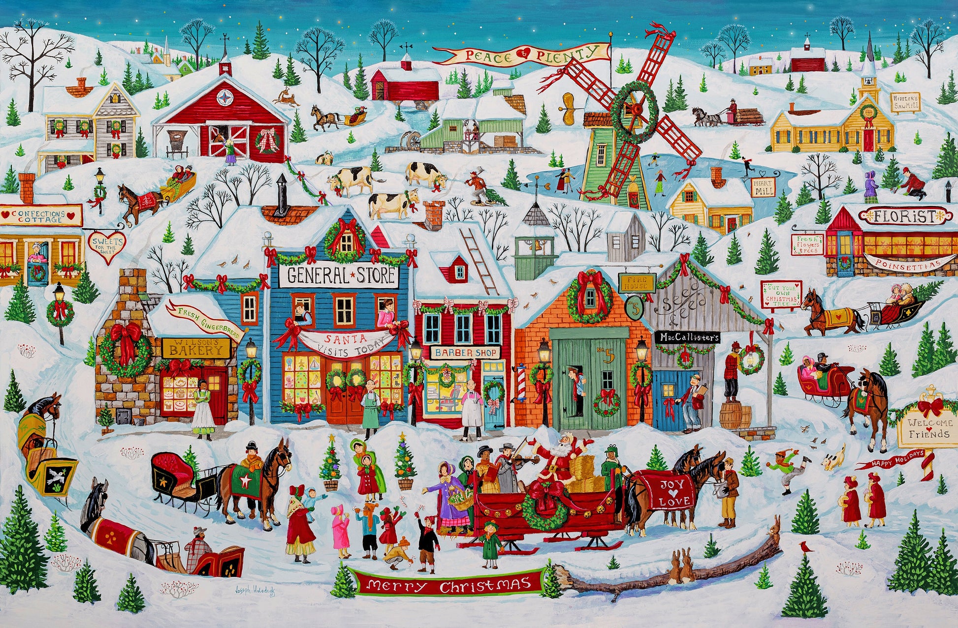 Christmas in Our Town Version 1 cross stitch pattern by Joseph Holodook/Porterfields Fine Art Licensing