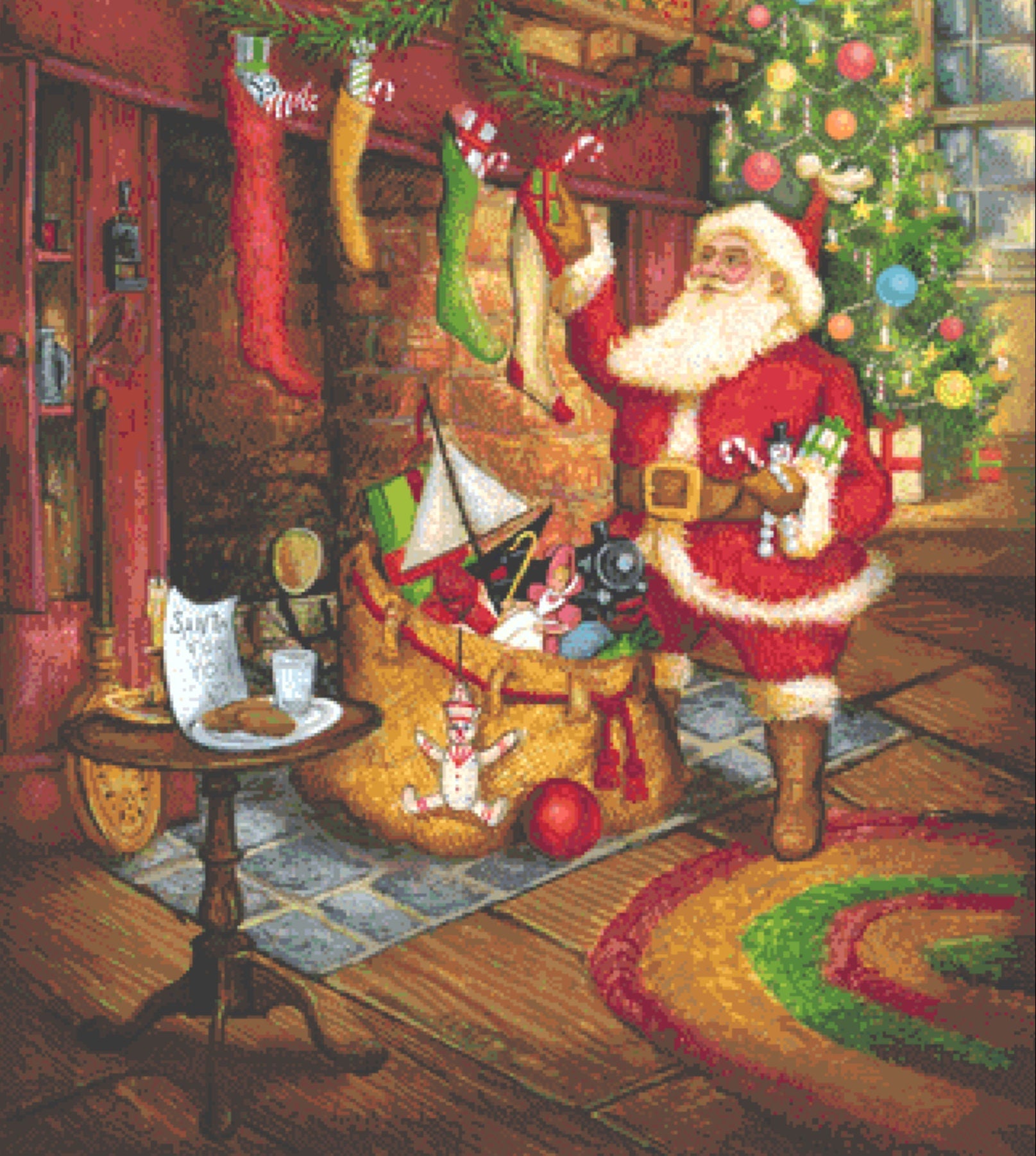 Santas Visit cross stitch pattern by Joseph Holodook/Porterfields Fine Art Licensing