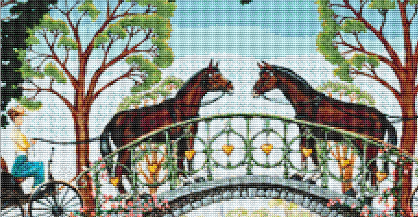 Creek Crossing cross stitch pattern by Joseph Holodook/Porterfields Fine Art Licensing