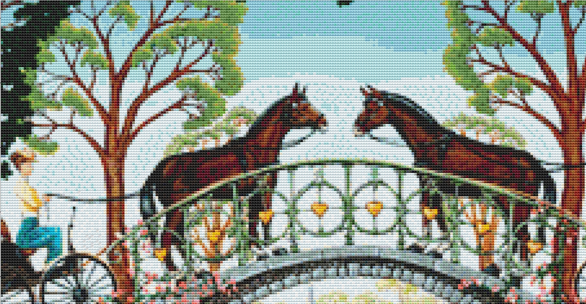 Creek Crossing cross stitch pattern by Joseph Holodook/Porterfields Fine Art Licensing