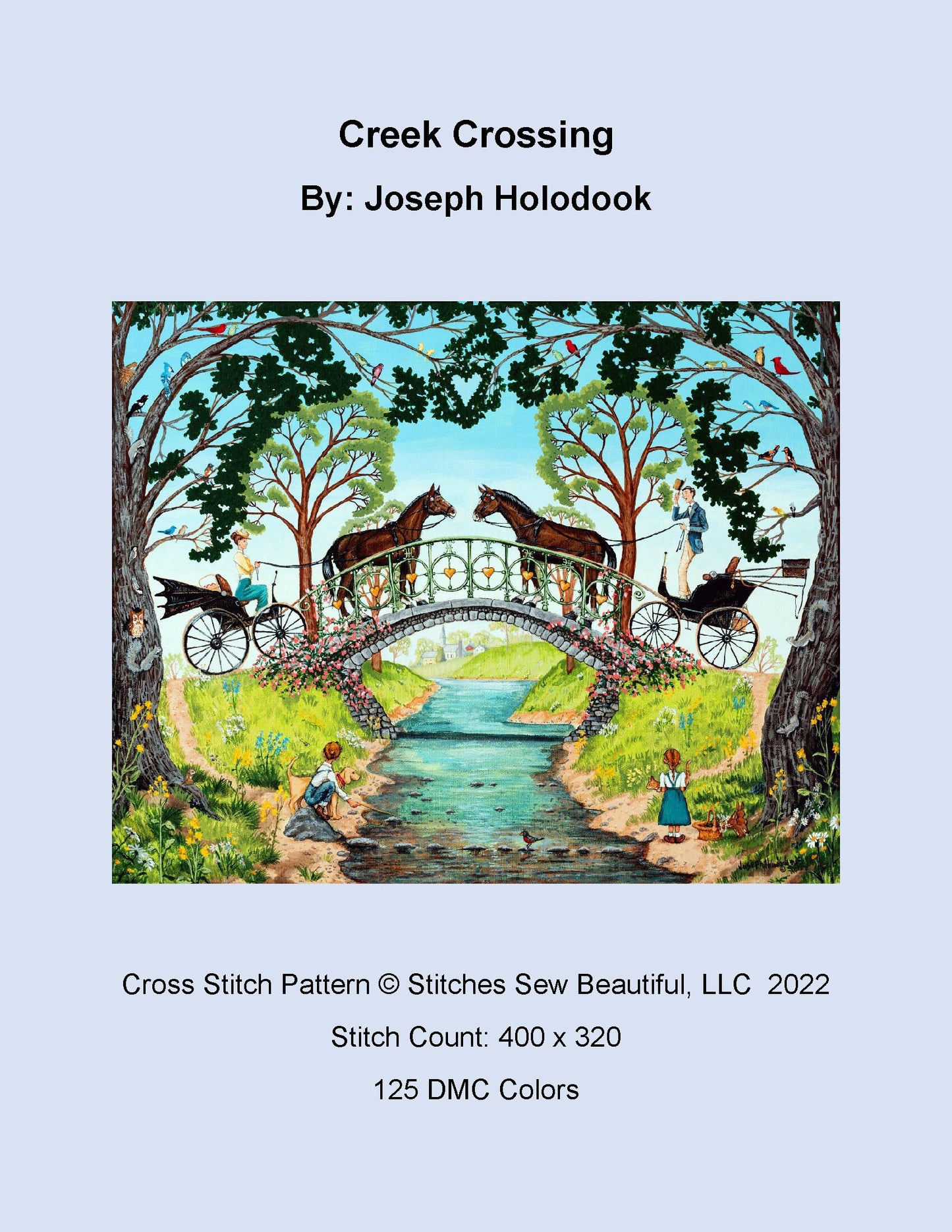 Creek Crossing cross stitch pattern by Joseph Holodook/Porterfields Fine Art Licensing