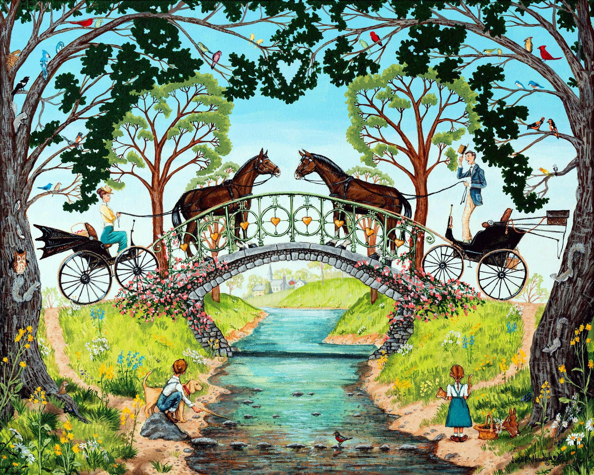 Creek Crossing cross stitch pattern by Joseph Holodook/Porterfields Fine Art Licensing