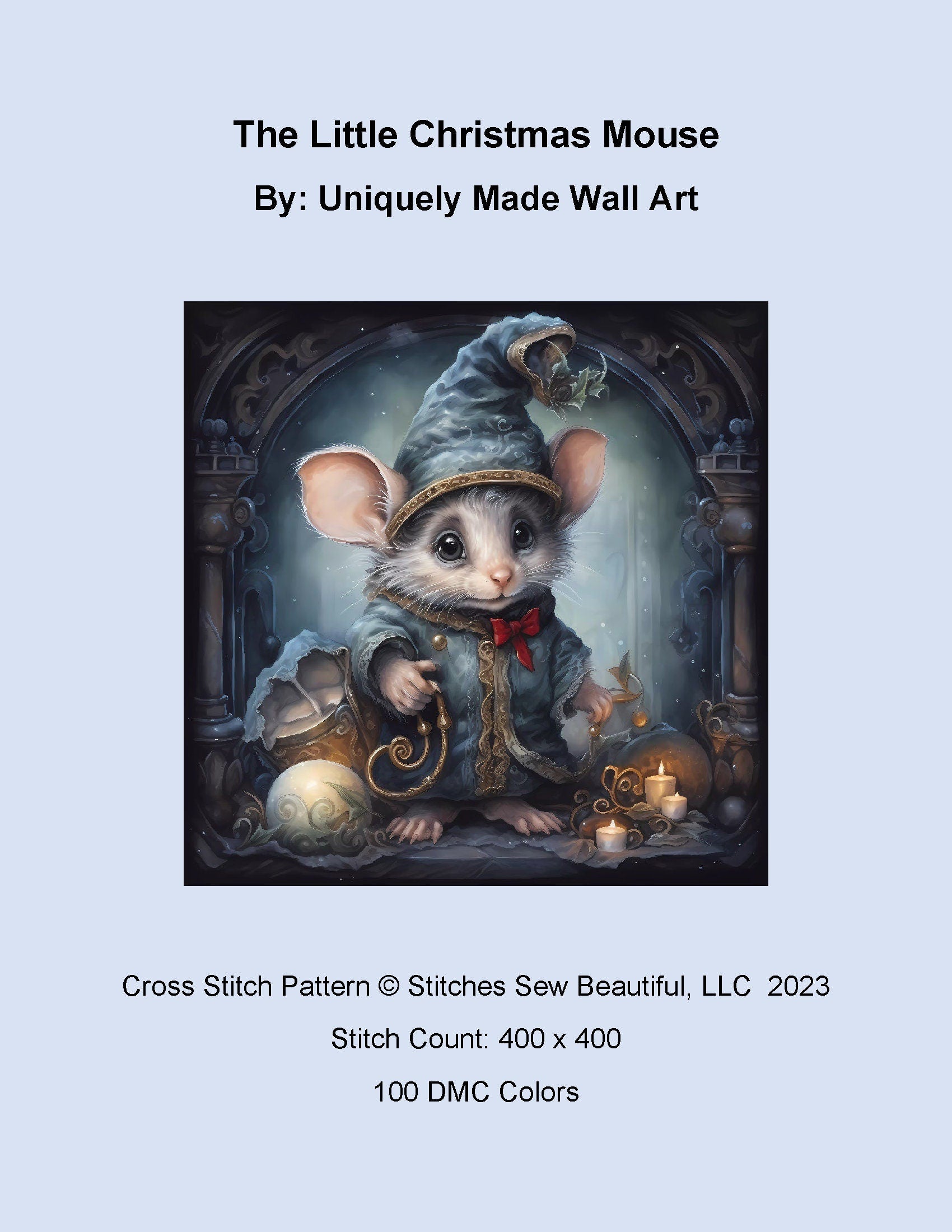 The Little Christmas Mouse cross stitch pattern by UniquelyMadeWallArt