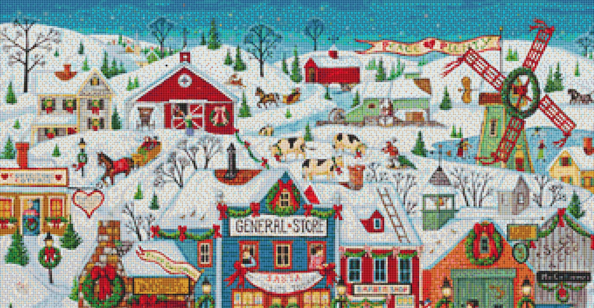 Christmas in Our Town Version 1 cross stitch pattern by Joseph Holodook/Porterfields Fine Art Licensing