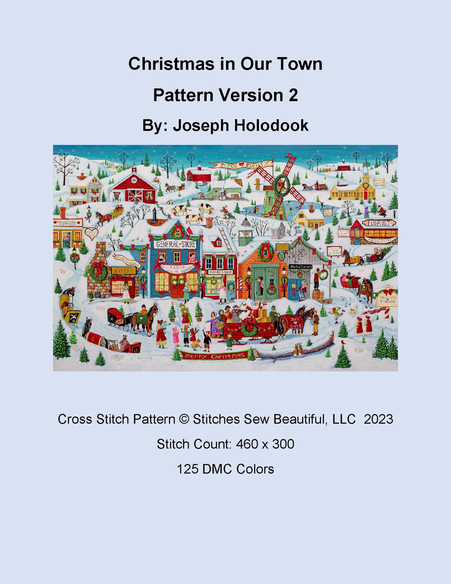 Christmas in Our Town Version 2 cross stitch pattern by Joseph Holodook/Porterfields Fine Art Licensing