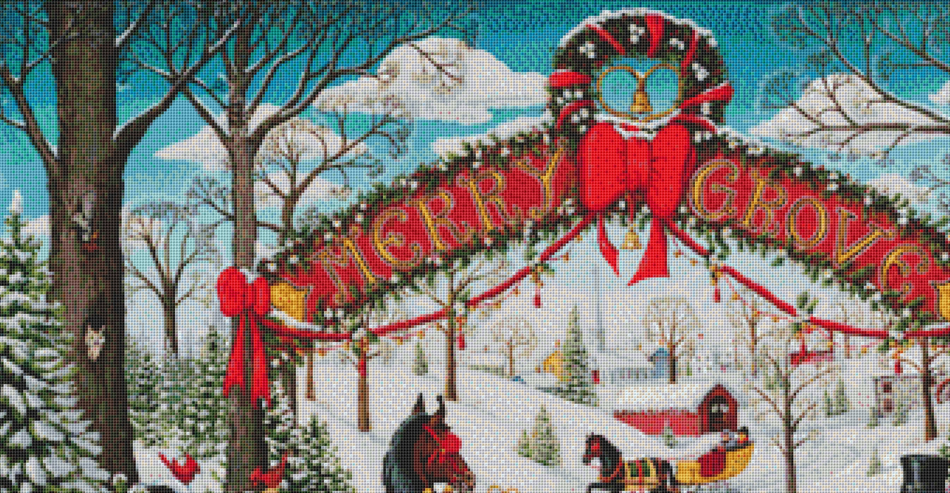 Merry Grove cross stitch pattern by Joseph Holodook/Porterfields Fine Art Licensing