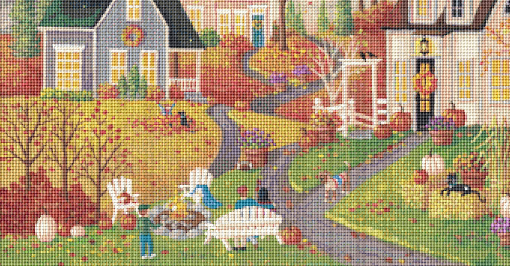 Cozy By The Fire cross stitch pattern by Kim Leo licensed by JMS Art Licensing