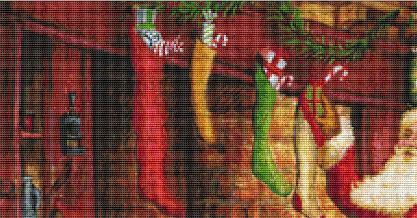 Santas Visit cross stitch pattern by Joseph Holodook/Porterfields Fine Art Licensing