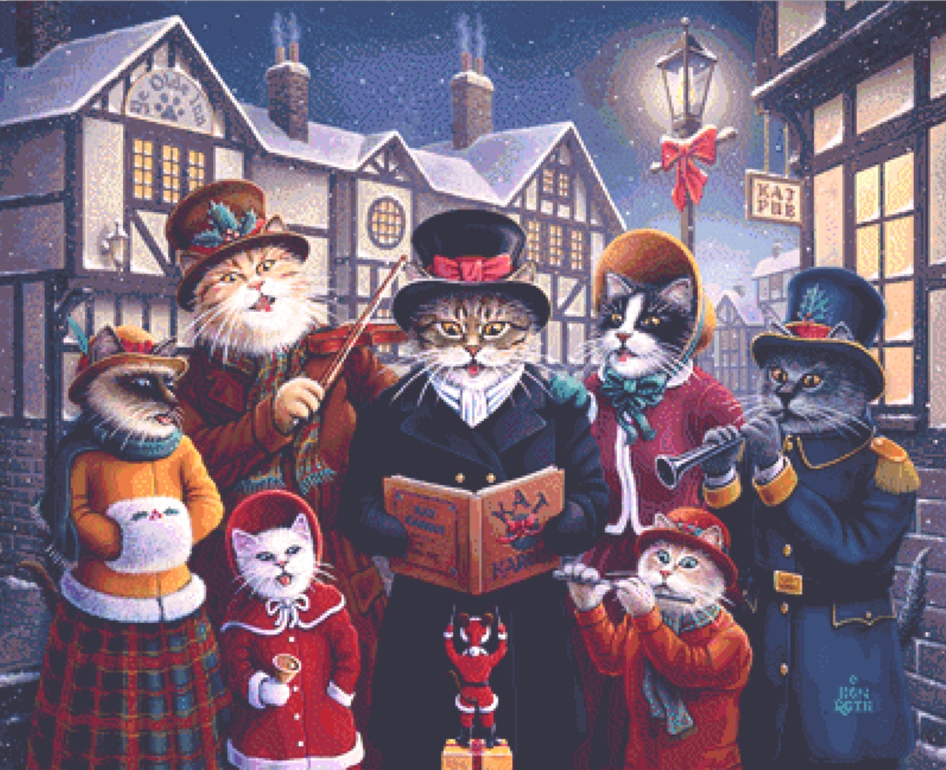 Kool Kat Carolers cross stitch pattern by Don Roth/Ansada Art Licensing Group, LLC