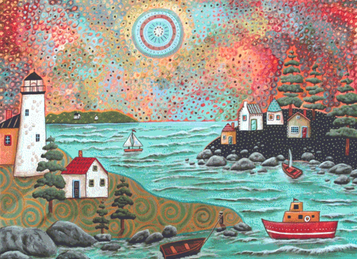 Blue Sea counted cross stitch pattern by Karla Gerard