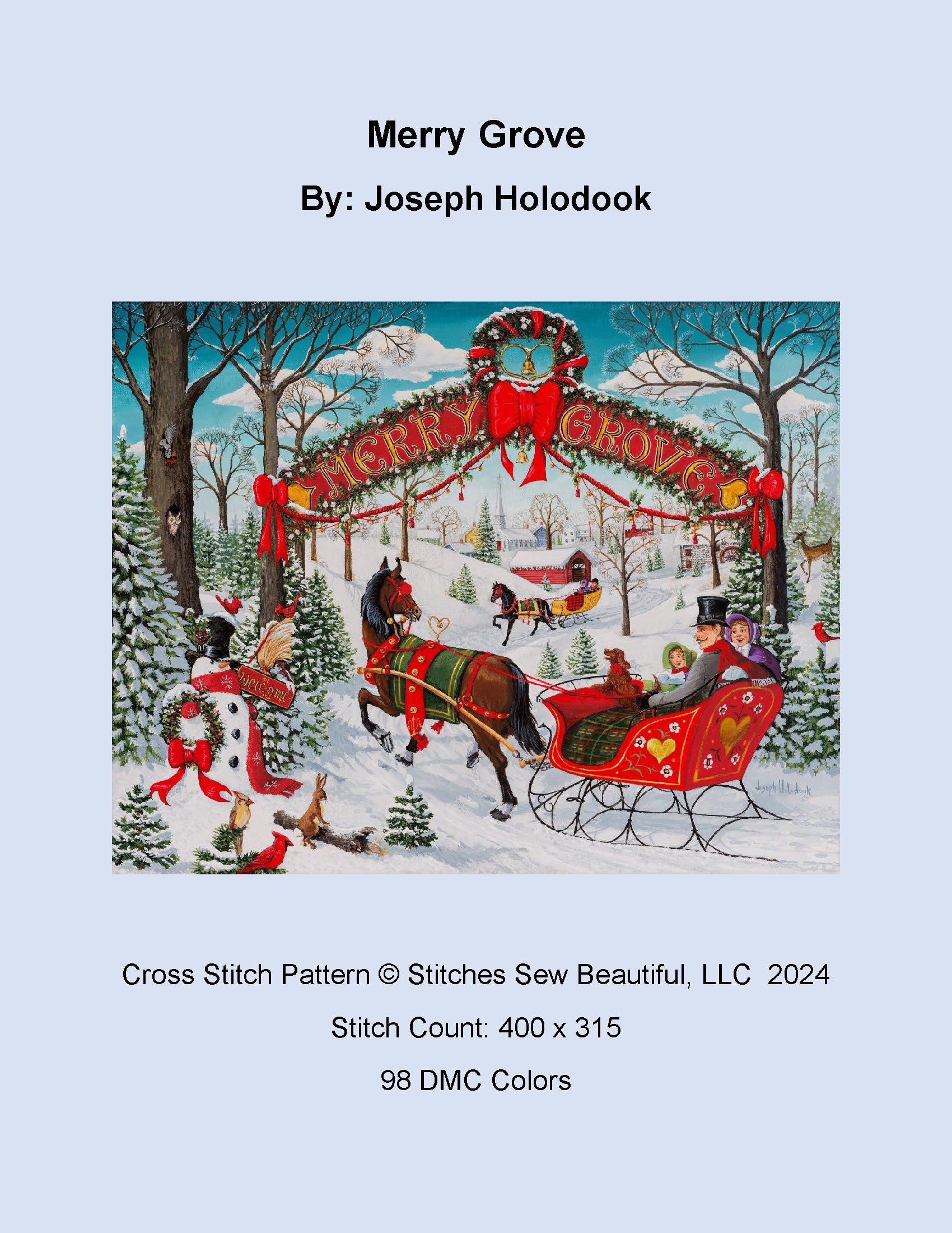 Merry Grove cross stitch pattern by Joseph Holodook/Porterfields Fine Art Licensing