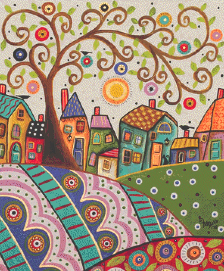 Amusing Landscape counted cross stitch pattern by Karla Gerard