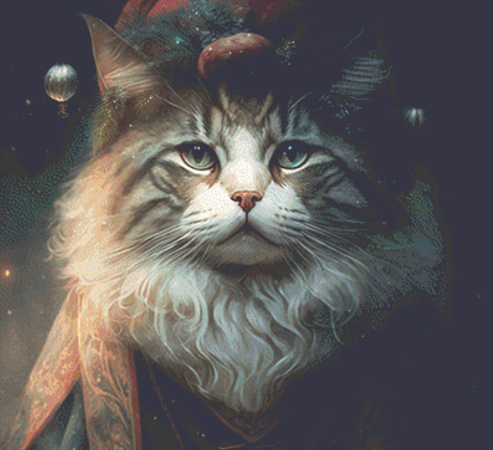 Yuletide Cat counted cross stitch pattern by Serr.Kai A Quill & Ink