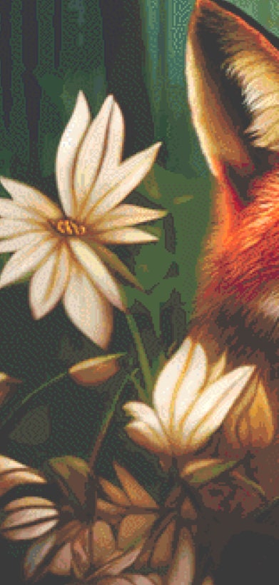 Fox in The Flowers cross stitch pattern Serr.Kai A Quill & Ink