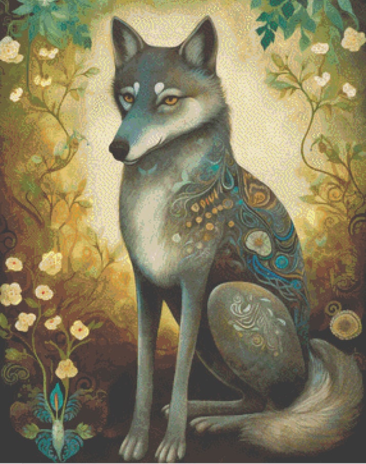 Grey Wolf cross stitch pattern by DutchLadyMysticArt