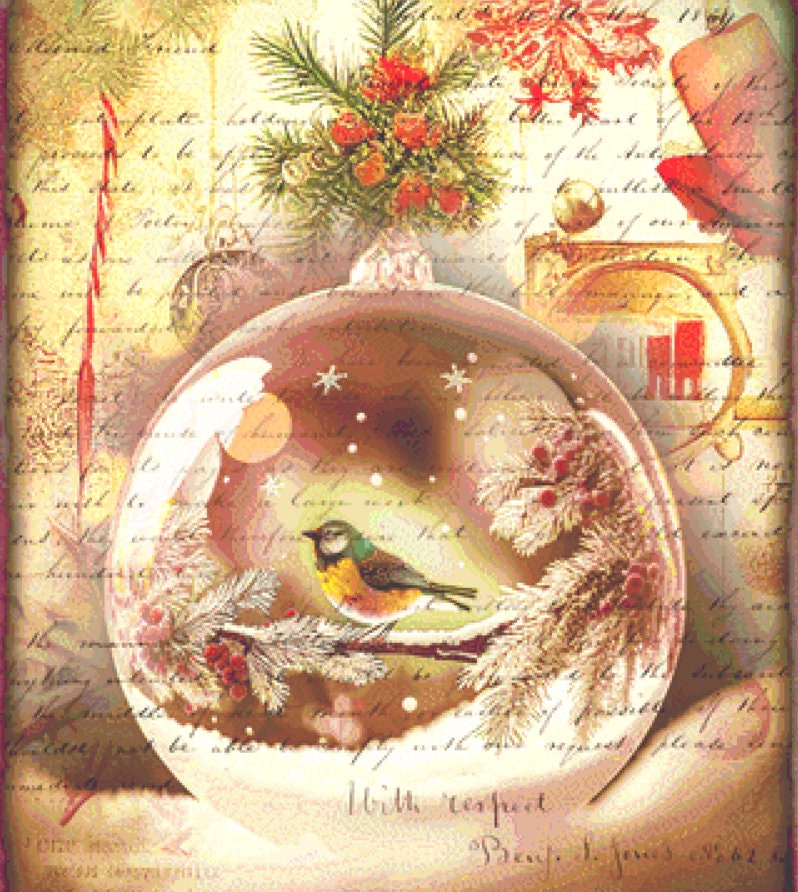 Songbird Christmas Ornament counted cross stitch pattern by SharmStudio