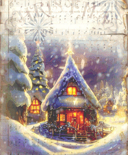 Cabin in the Snow counted cross stitch pattern by SharmStudio