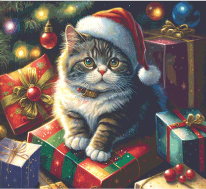Christmas Cat No. 2 cross stitch pattern by SphinxDesignStudio