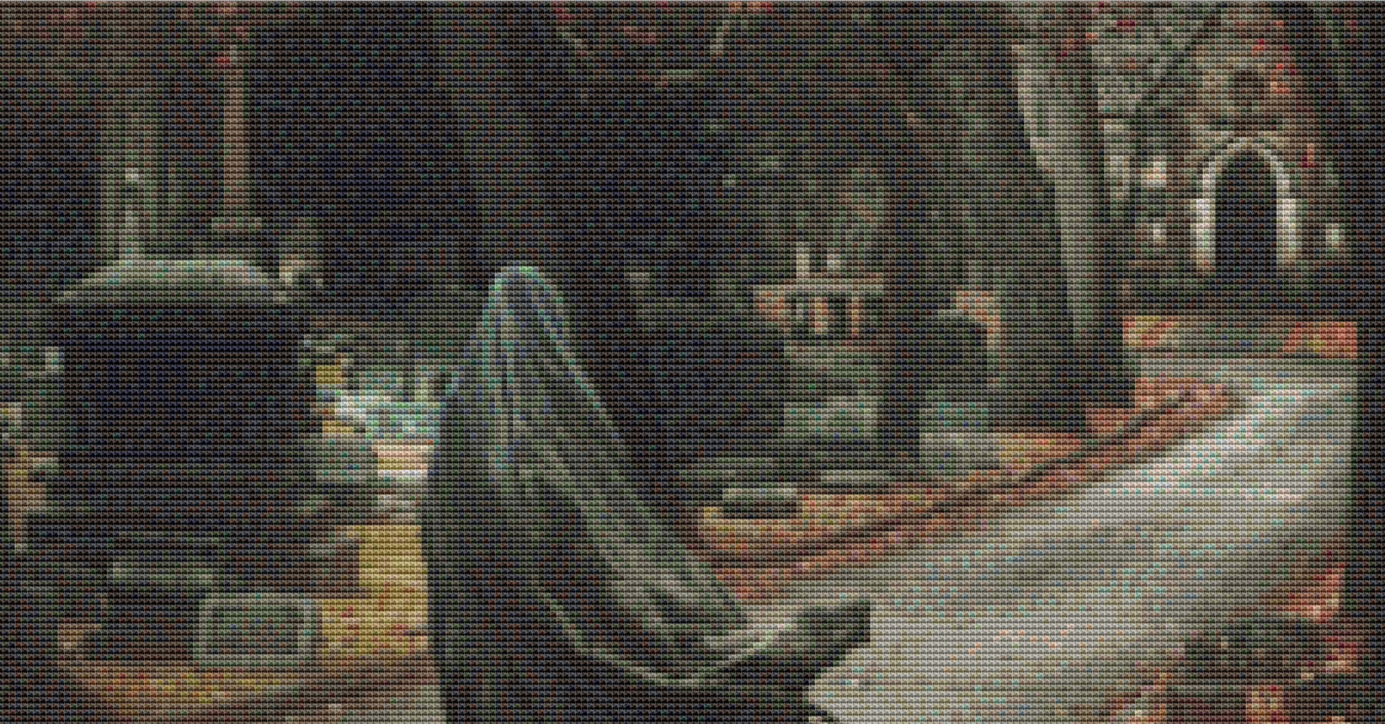 Woman Walking in Greenwood Cemetery cross stitch pattern by Tammy L. Gross