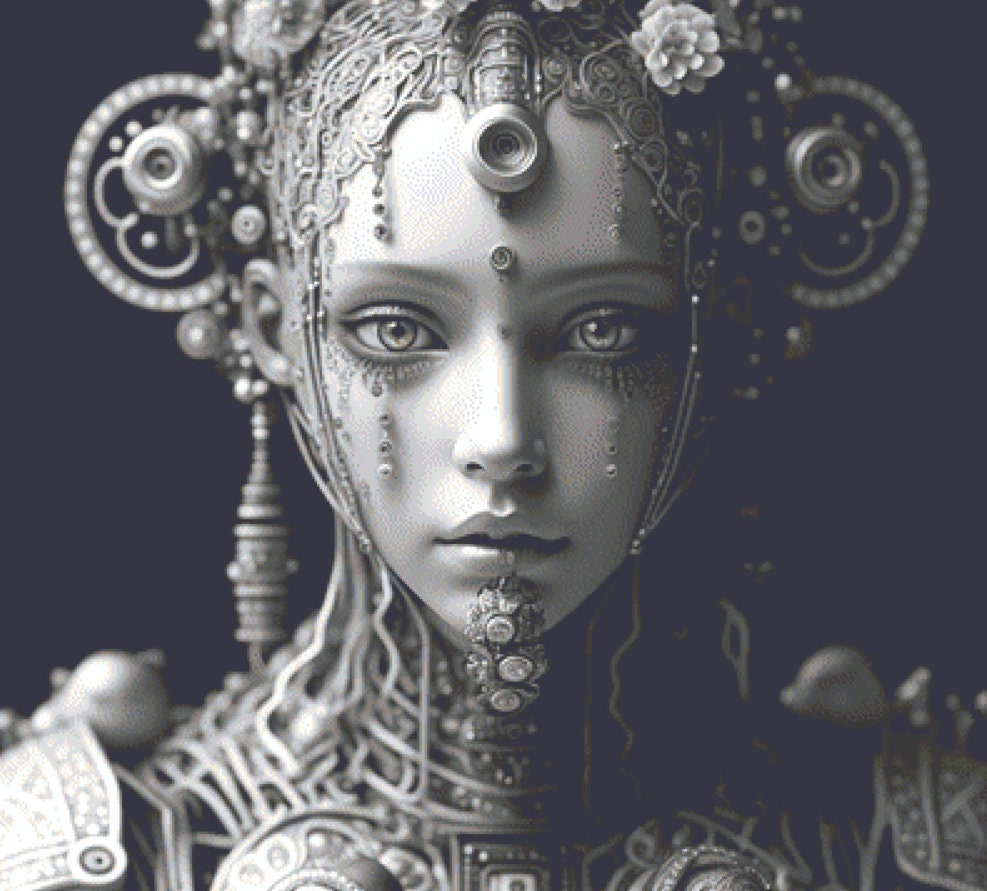 Robot Girl cross stitch pattern by SphinxDesignStudio