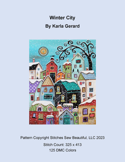 Winter City cross stitch pattern by Karla Gerard