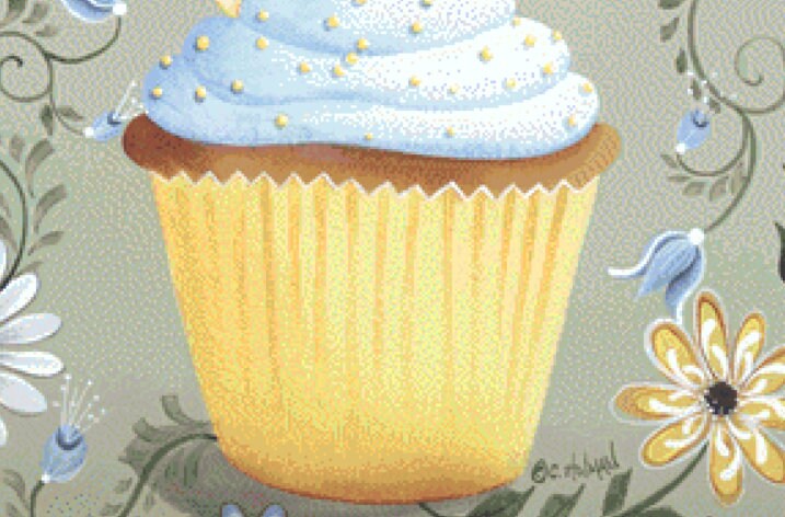 Vanilla Lemon Cupcake cross stitch pattern by Catherine Holman/Ansada Licensing Group, LLC