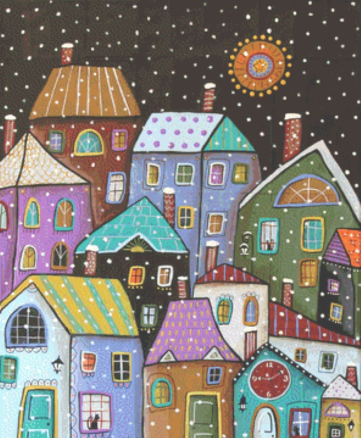 9-10 PM counted cross stitch pattern by Karla Gerard