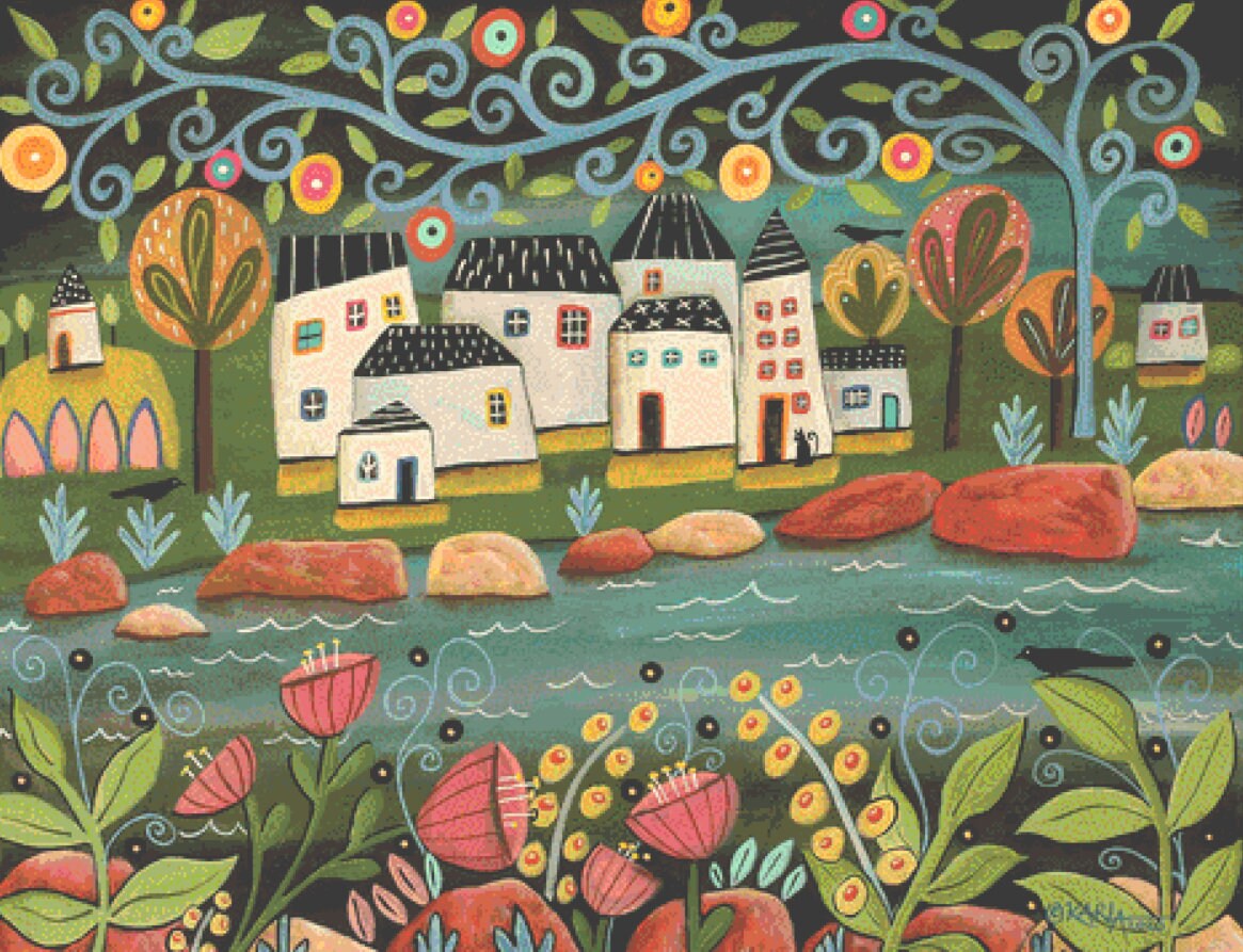Festive Seascape counted cross stitch pattern by Karla Gerard