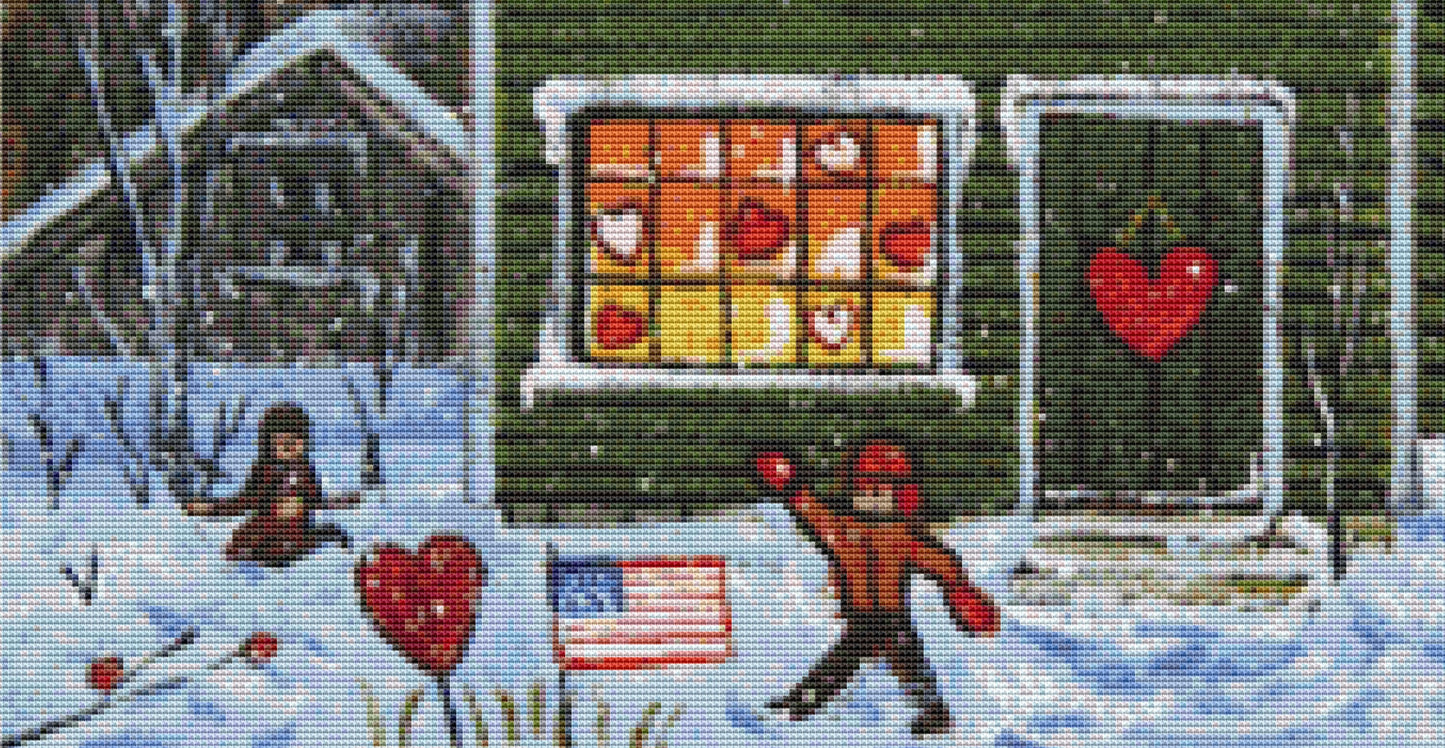 February Snow Day cross stitch pattern by Patrick Gauthier