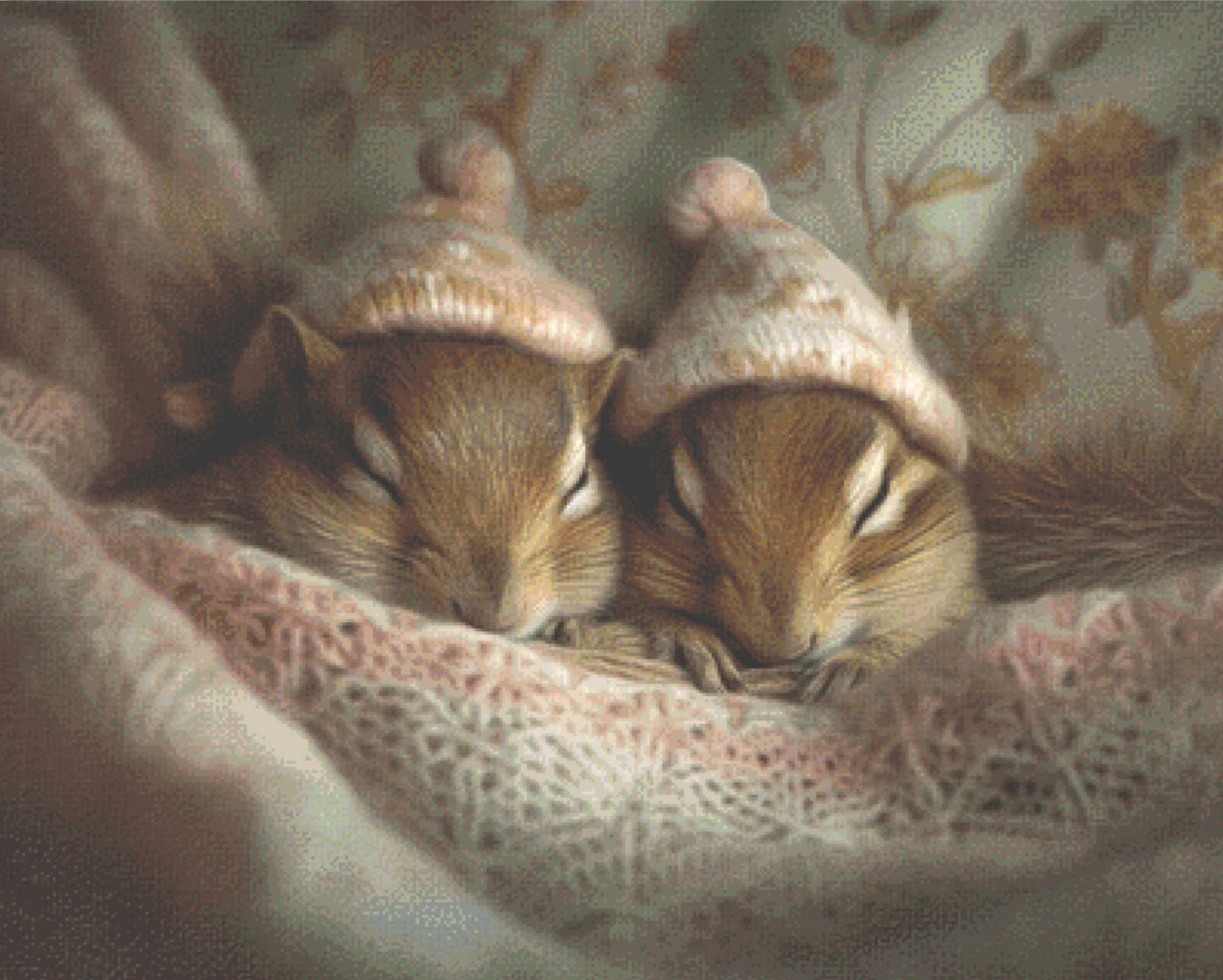 Sleeping Chipmunks cross stitch pattern by Tammy L. Gross