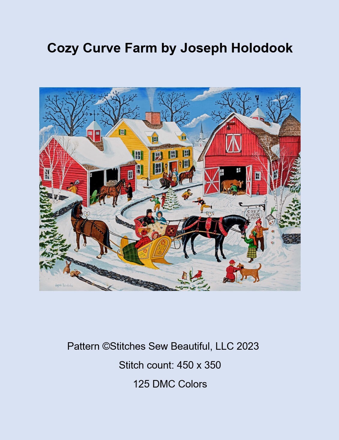 Cozy Curve Farm cross stitch pattern by Joseph Holodook/Porterfields Fine Art Licensing
