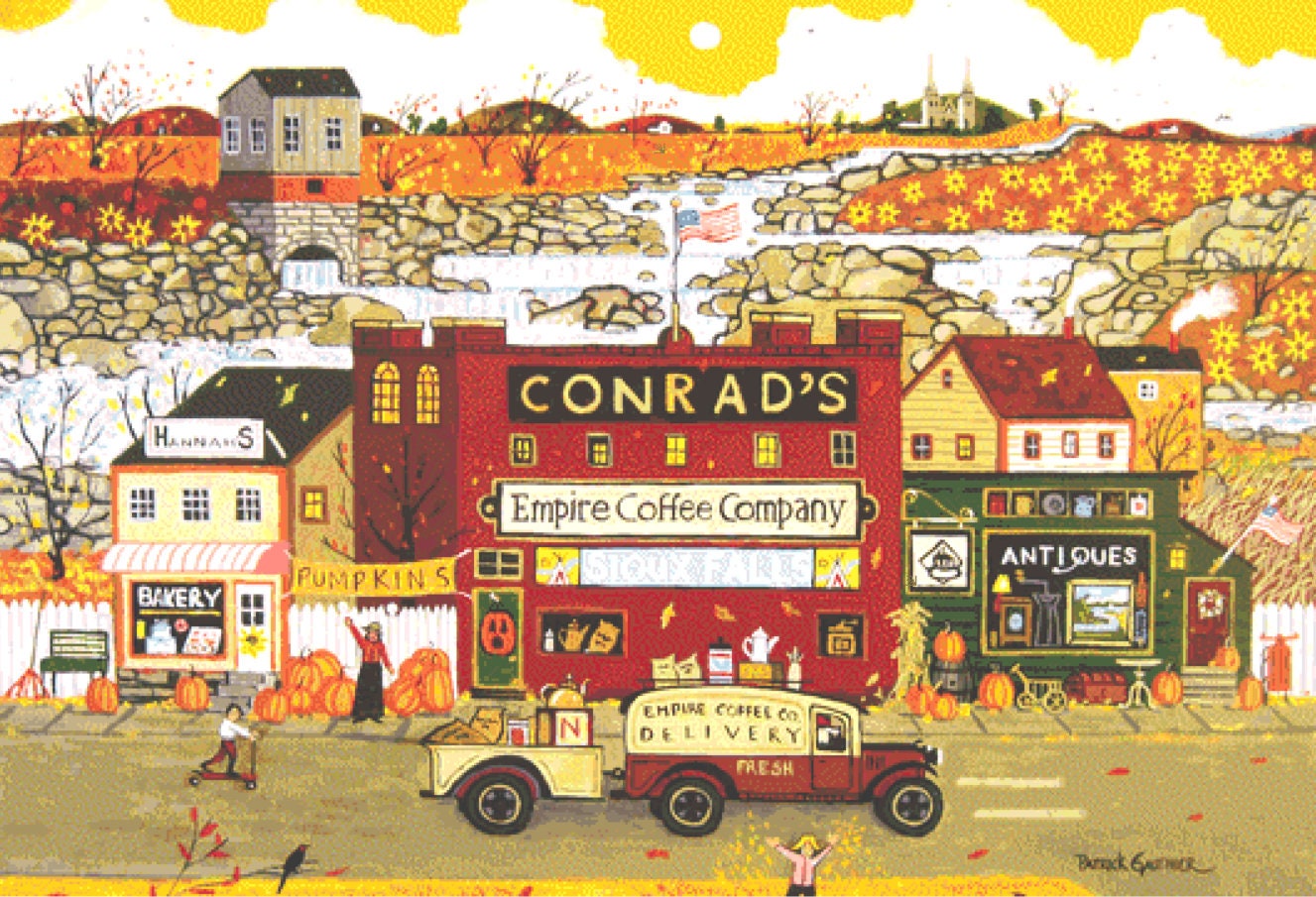 Conrad's Coffee Company cross stitch pattern by Patrick Gauthier
