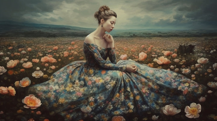 Woman in a Field of Flowers 2 cross stitch pattern by Eder Jose Rosa