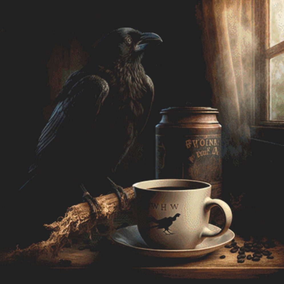 Raven and Coffee cross stitch pattern by Serr.Kai A Quill & Ink