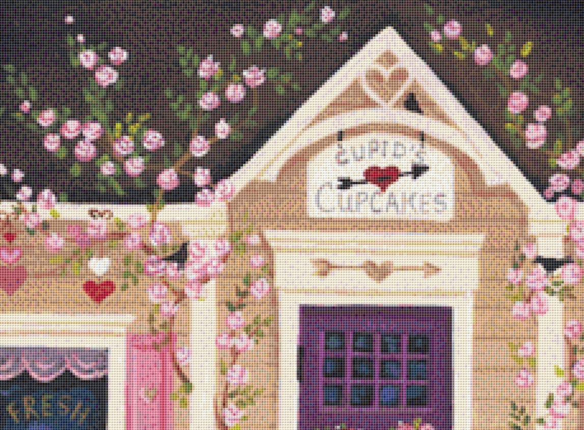 Cupid's Cupcakes cross stitch pattern by Kim Leo licensed by JMS Art Licensing (Digital Format)