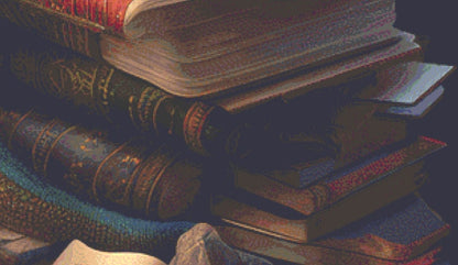 A Little Dragon and Books cross stitch pattern © Adobe Ext. License