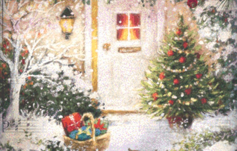 Christmas Front Door counted cross stitch pattern by SharmStudio