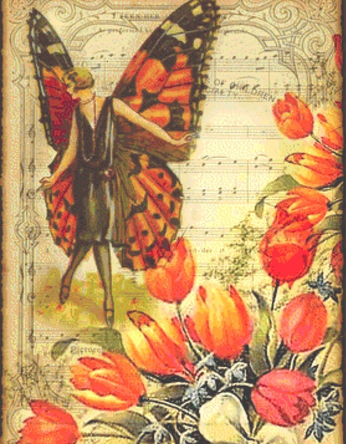 Girl Butterfly 1 counted cross Stitch Pattern by SharmStudio