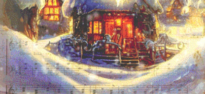 Cabin in the Snow counted cross stitch pattern by SharmStudio