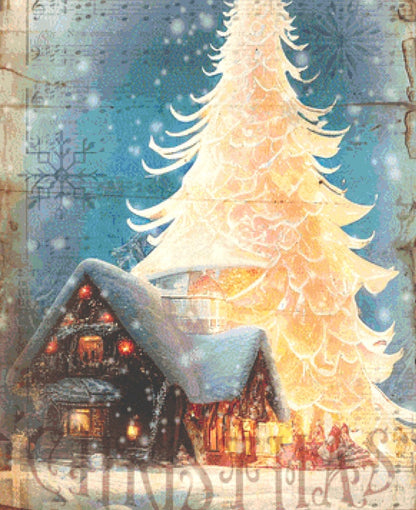 White Christmas Tree counted cross stitch pattern by Sharm Studio