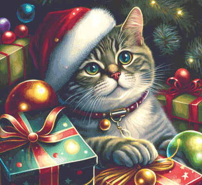 Christmas Cat No. 1 cross stitch pattern by SphinxDesignStudio