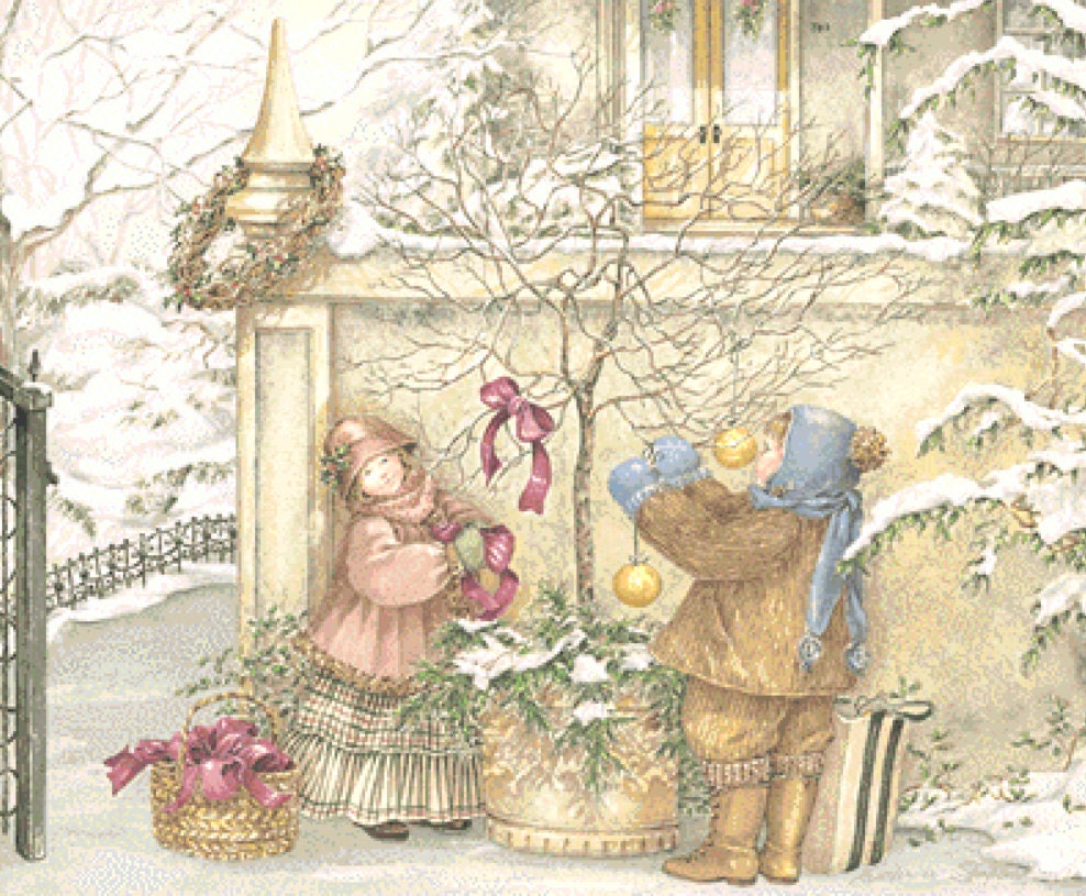 Baubles and Bows cross stitch pattern by Catherine Simpson/Ansada Art Licensing Group, LLC.